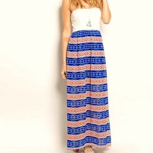 Lace and Aztec Maxi Dress